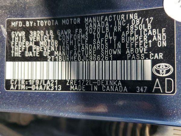 2018 TOYOTA COROLLA L/LE/SE/XLE/XSE