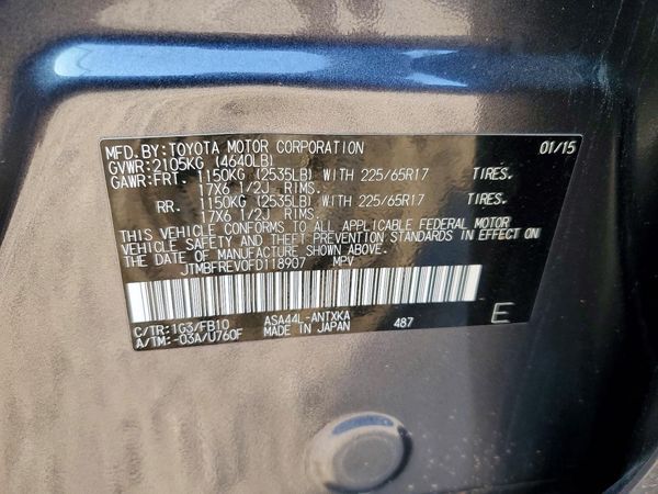 2015 TOYOTA RAV4 LE (X Grade) — VINS