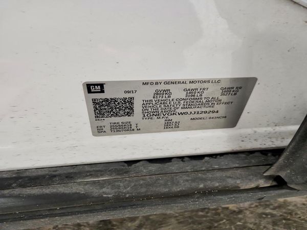 2018 CHEVROLET TRAVERSE LT — VINS