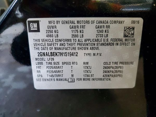 2017 CHEVROLET EQUINOX LS — VINS
