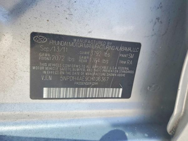 2012 HYUNDAI ELANTRA GLS(Middle grade) — VINS