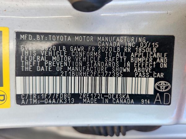 2015 TOYOTA COROLLA — VINS
