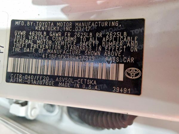 2017 TOYOTA CAMRY LE/SE/XLE/XSE