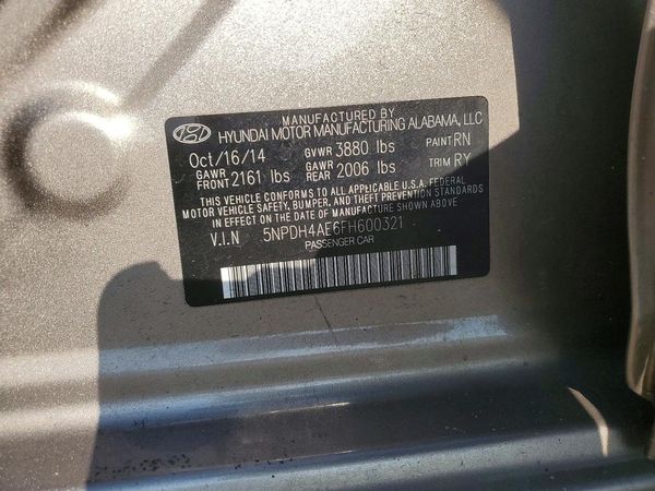 2015 HYUNDAI ELANTRA — VINS