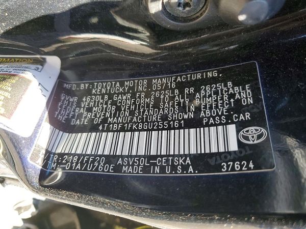 2016 TOYOTA CAMRY