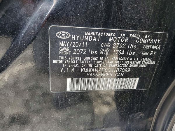 2012 HYUNDAI ELANTRA GLS(Middle grade) — VINS