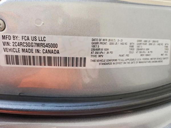 2021 CHRYSLER PACIFICA Limited — VINS
