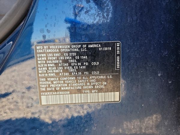 2018 VOLKSWAGEN ATLAS 4Motion SE — VINS