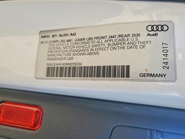 2022 AUDI A4 — VINS