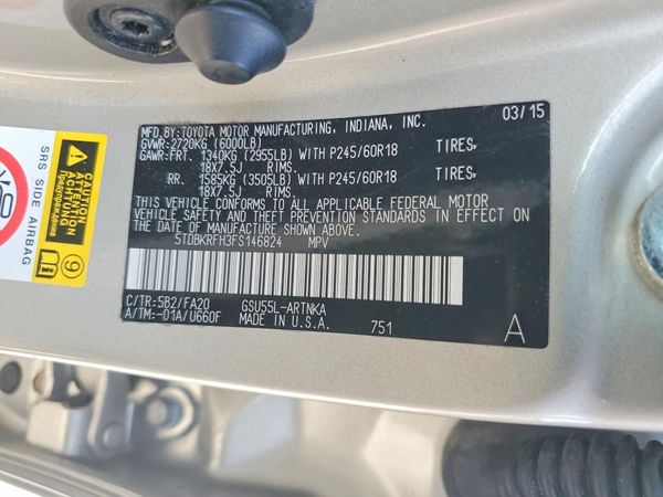 2015 TOYOTA HIGHLANDER Base/Hybrid