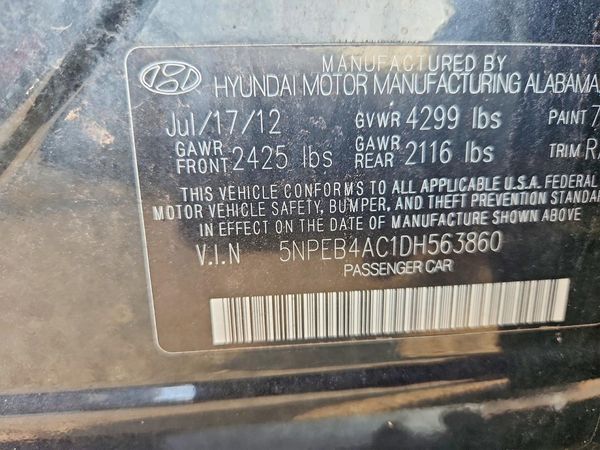 2013 HYUNDAI SONATA — VINS