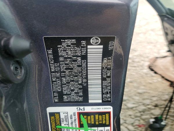 2013 TOYOTA CAMRY — VINS