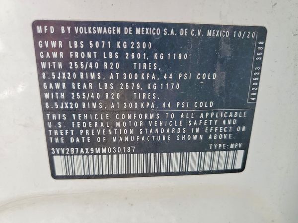 2021 VOLKSWAGEN TIGUAN — VINS