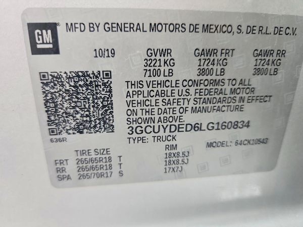 2020 CHEVROLET SILVERADO LT — VINS
