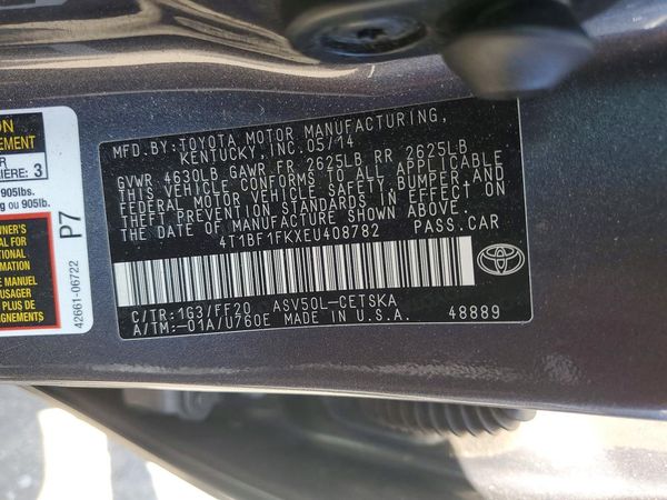 2014 TOYOTA CAMRY — VINS