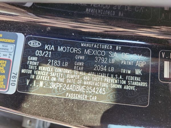 2021 KIA FORTE — VINS