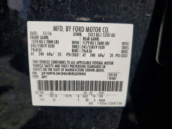 2017 FORD EDGE Titanium — VINS