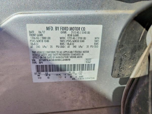 2017 FORD EDGE — VINS