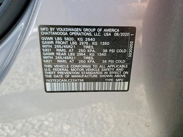 2020 VOLKSWAGEN ATLAS CROSS SPORT — VINS