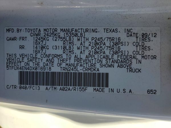 2013 TOYOTA TACOMA Delux — VINS