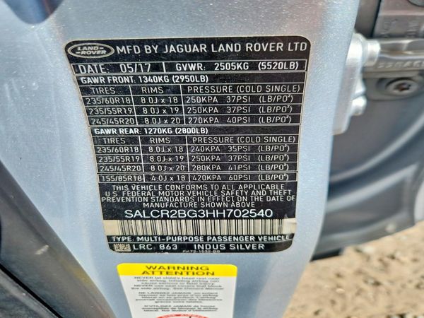 2017 LAND ROVER DISCOVERY SPORT — VINS
