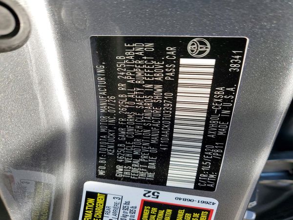 2026 TOYOTA CAMRY — VINS