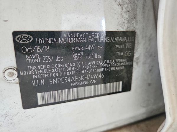 2019 HYUNDAI SONATA