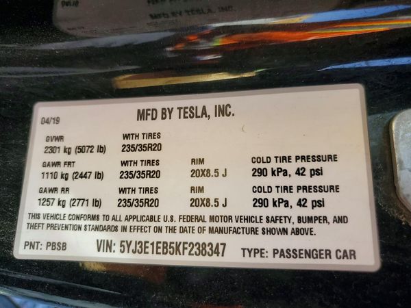 2019 TESLA MODEL 3