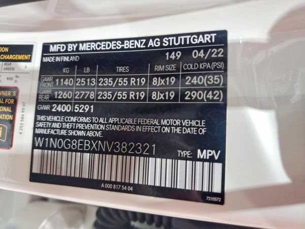 2022 MERCEDES-BENZ GLC GLC300 4MATIC — VINS