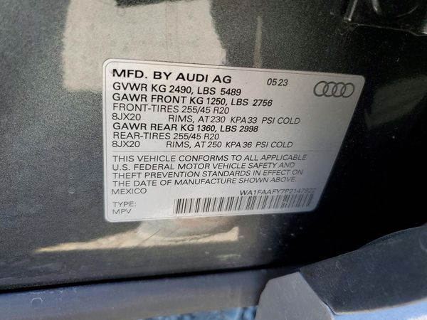 2023 AUDI Q5 S Line quattro Prestige — VINS
