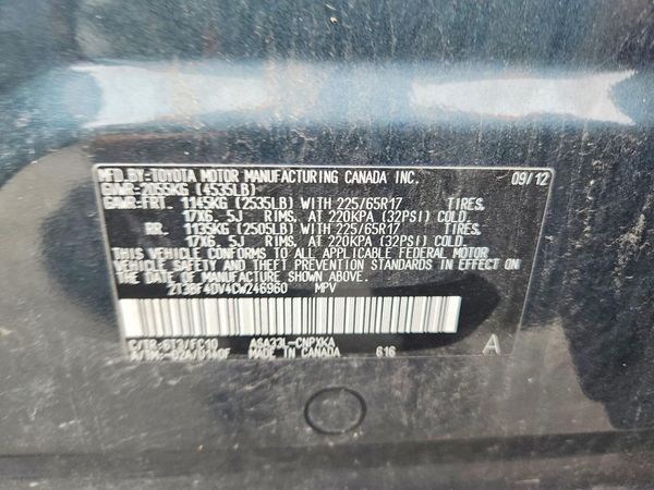2012 TOYOTA RAV4 Standard — VINS