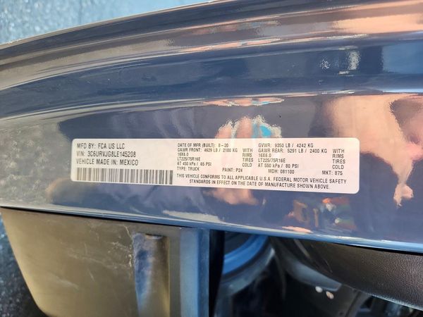 2020 RAM PROMASTER 3500 VF — VINS