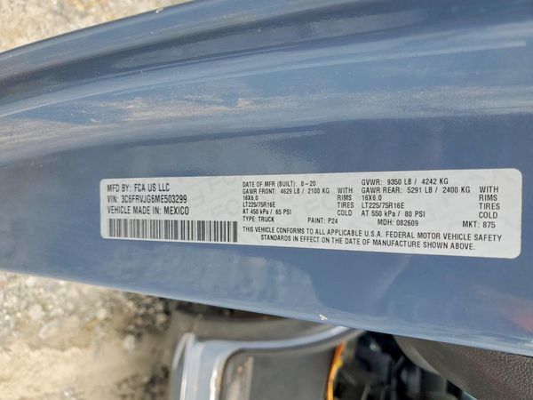2021 RAM PROMASTER 3500 — VINS