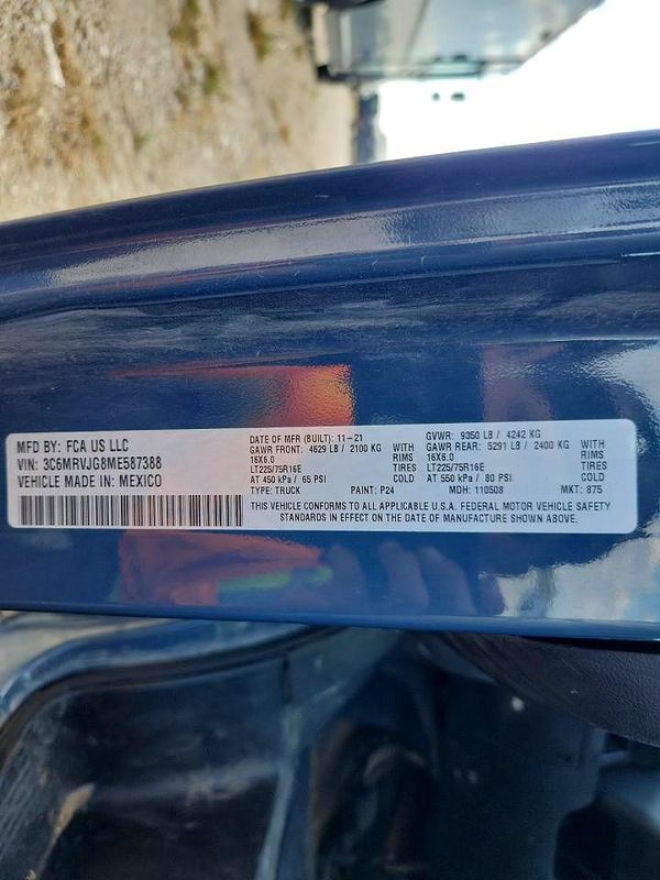 2021 RAM PROMASTER 3500 — VINS