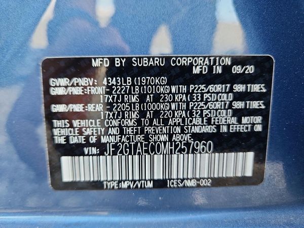 2021 SUBARU CROSSTREK — VINS