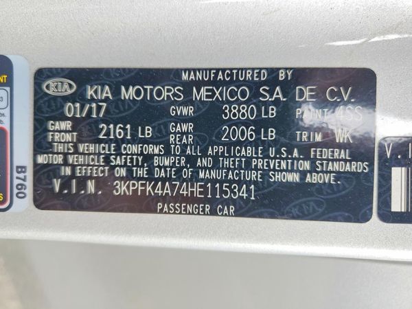 2017 KIA FORTE LX Base — VINS