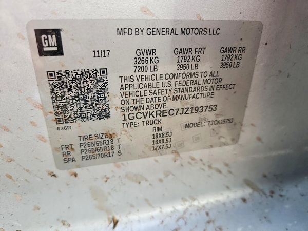 2018 CHEVROLET SILVERADO LT — VINS