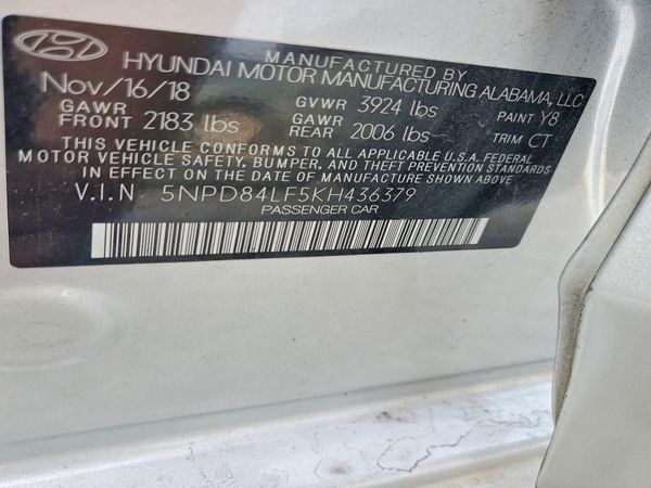 2019 HYUNDAI ELANTRA — VINS