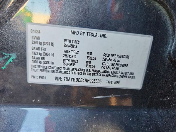 2024 TESLA MODEL Y — VINS