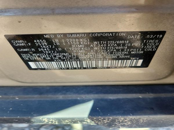 2019 SUBARU OUTBACK Limited+M/R+ES+NAVI — VINS