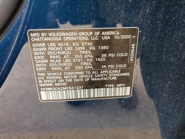 2021 VOLKSWAGEN ATLAS — VINS