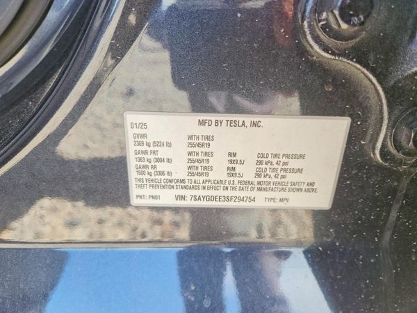 2025 TESLA MODEL Y — VINS