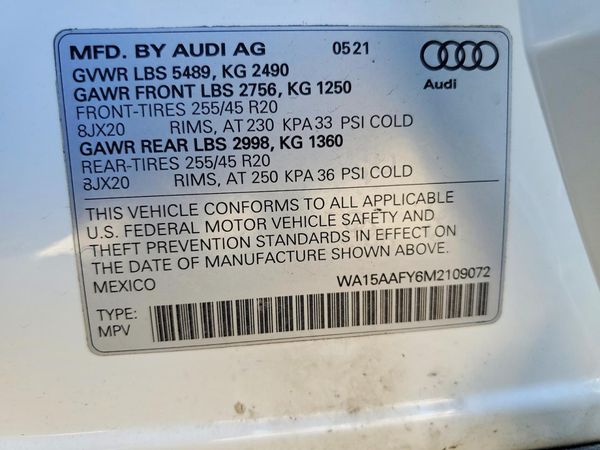 2021 AUDI Q5 quattro Premium Plus — VINS