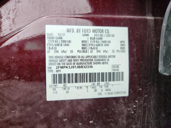 2018 FORD EDGE — VINS