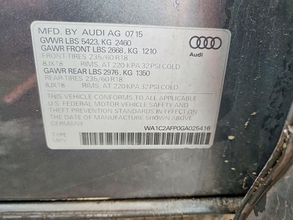 2016 AUDI Q5 — VINS