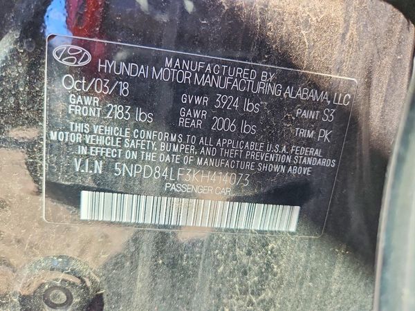 2019 HYUNDAI ELANTRA — VINS