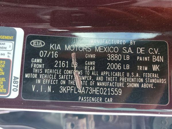 2017 KIA FORTE — VINS
