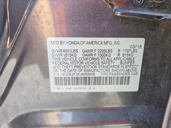 2018 ACURA ILX Base/Acura Watch Plus — VINS