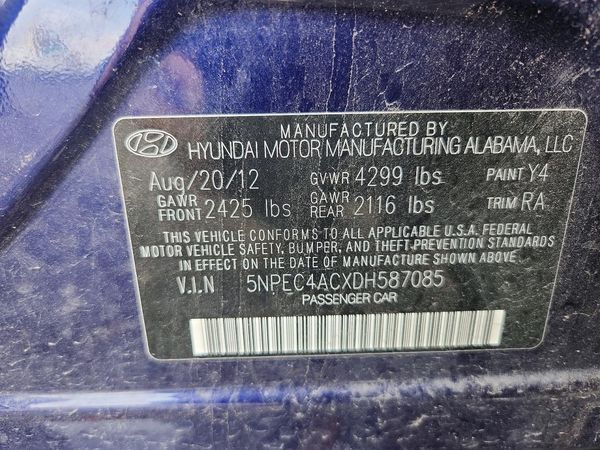 2013 HYUNDAI SONATA — VINS