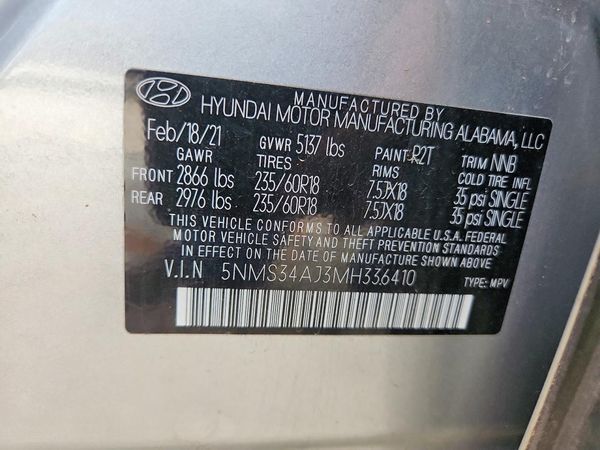 2021 HYUNDAI SANTA FE — VINS